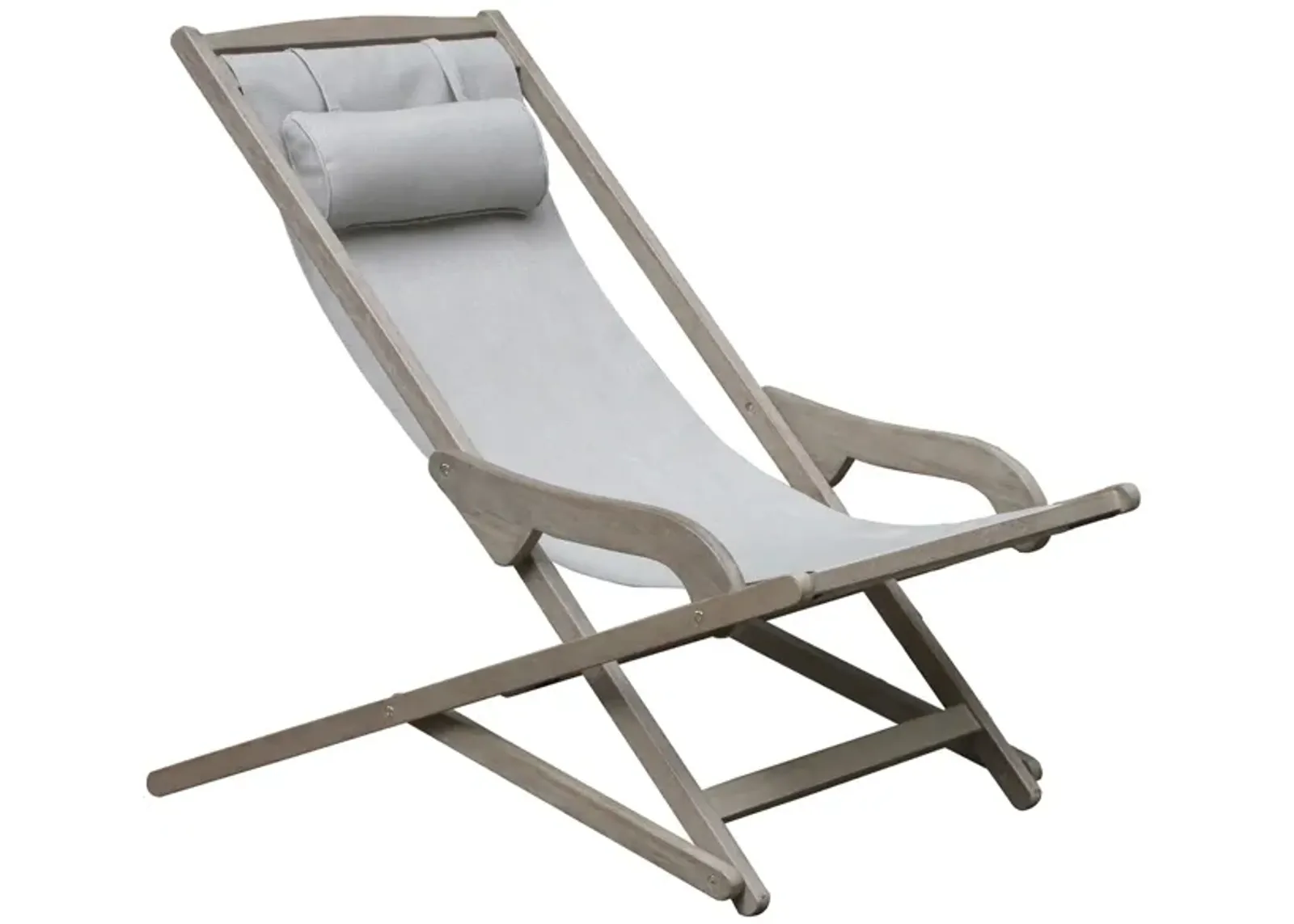 Arrington Outdoor Sling Folding Lounger in Pebble by Outdoor Interiors