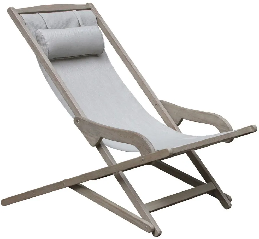 Arrington Outdoor Sling Folding Lounger in Pebble by Outdoor Interiors