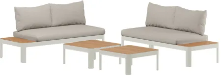Portals 4-Piece Conversation Set with Cushions in Milky White by International Home Miami