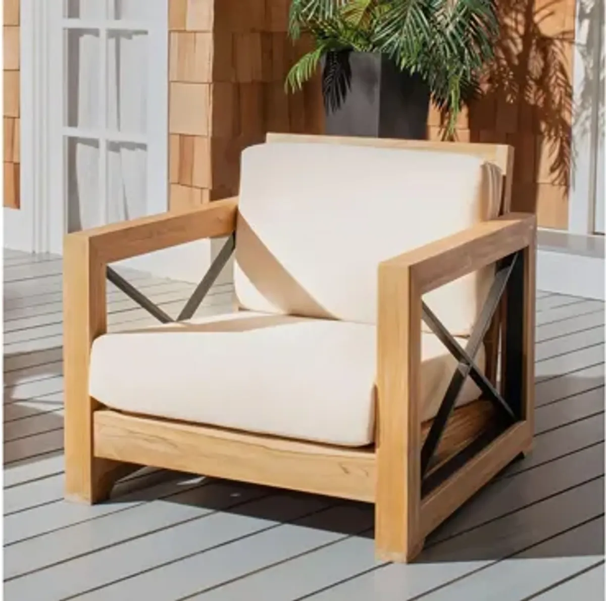 Carli Outdoor Brazilian Teak Club Chair