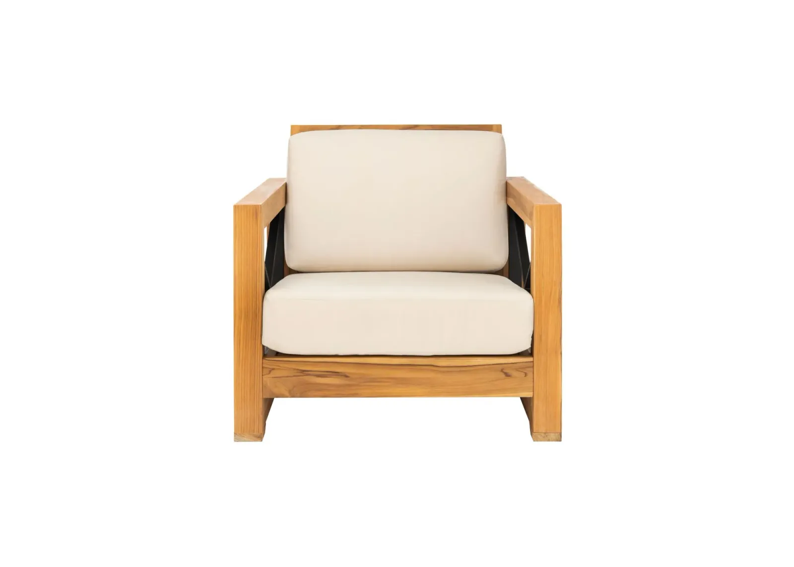 Carli Outdoor Brazilian Teak Club Chair in Natural / White by Safavieh