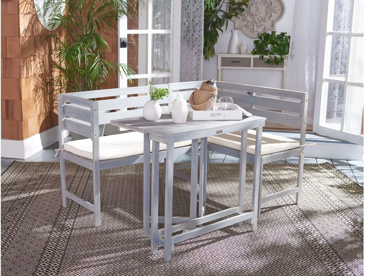 Benaya 3-pc. Outdoor Nook Dining Set in Faye Sand by Safavieh