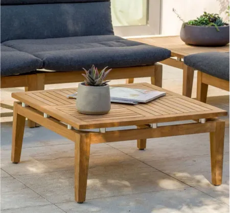 Solania Patio Coffee Table in Light Teak by International Home Miami