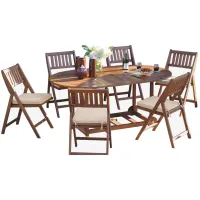 Apak 7-pc Fold and Store Dining Set in Brushed White by Outdoor Interiors