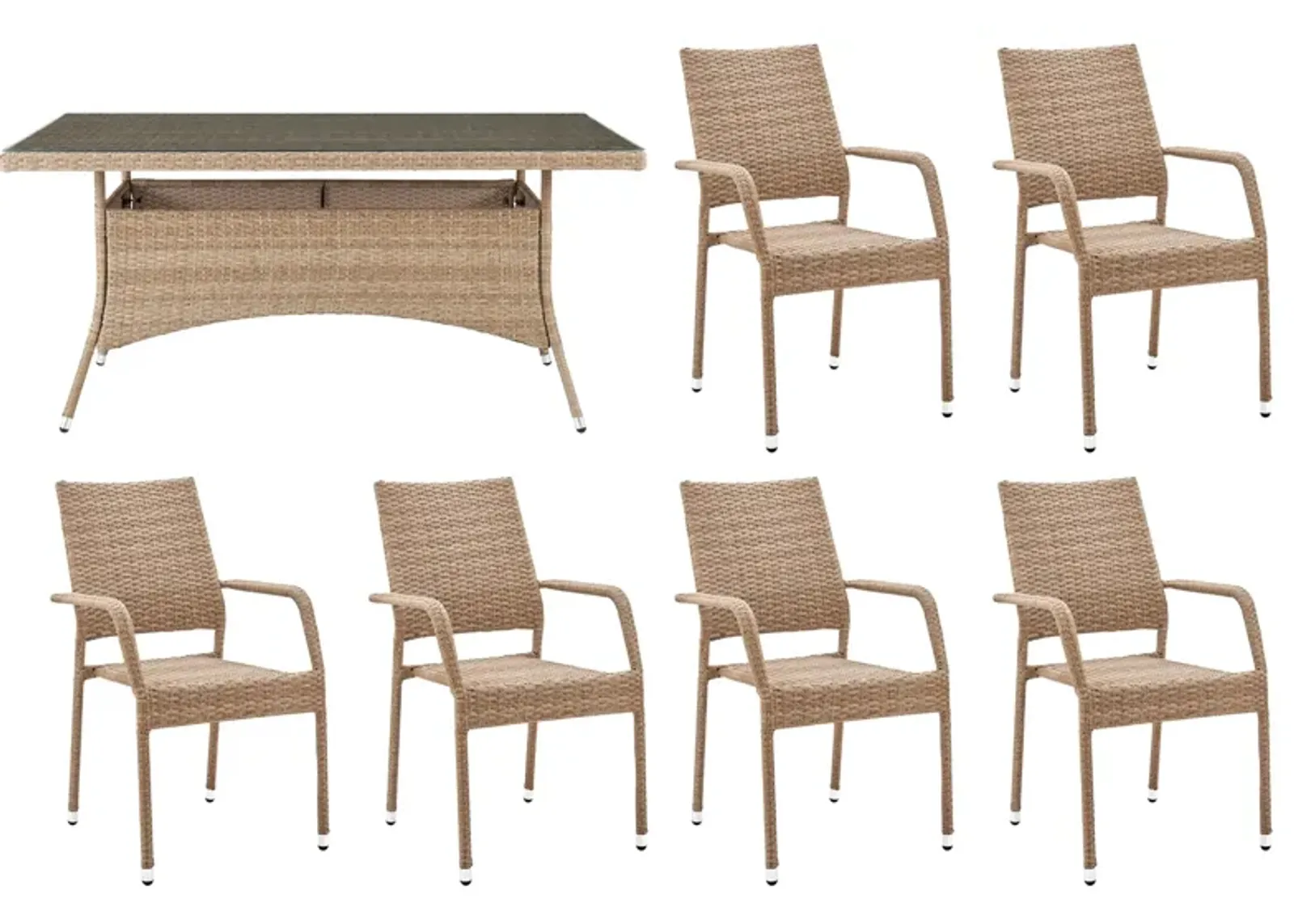 Alinsky Outdoor Patio 7-pc. Outdoor Dining Set in Pebble by Manhattan Comfort