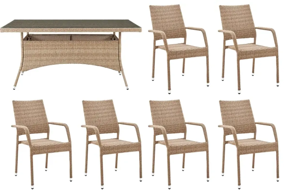 Alinsky Outdoor Patio 7-pc. Outdoor Dining Set in Pebble by Manhattan Comfort