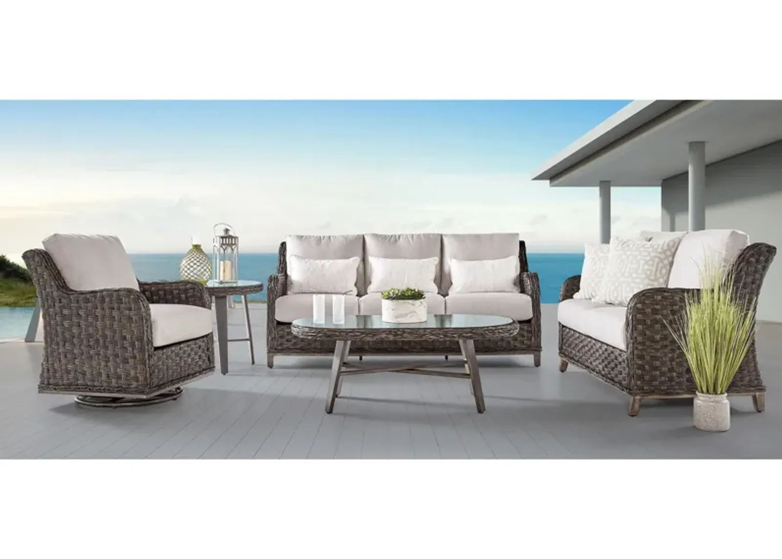 Grand Isle 5-Pc Oudoor Living Set in Dark Carmel by South Sea Outdoor Living