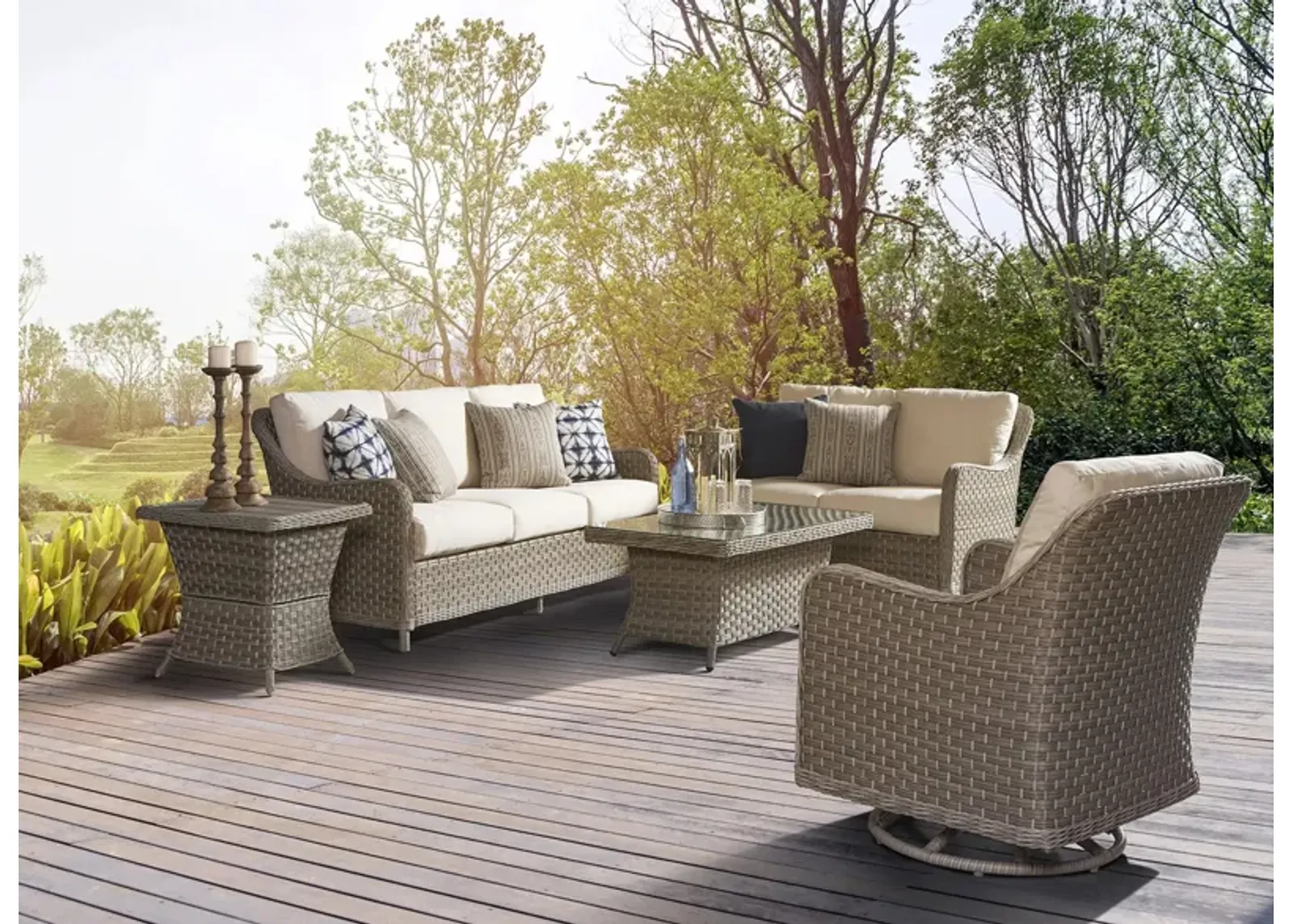 Mayfair 5-Pc Outdoor Living Set in Pebble by South Sea Outdoor Living