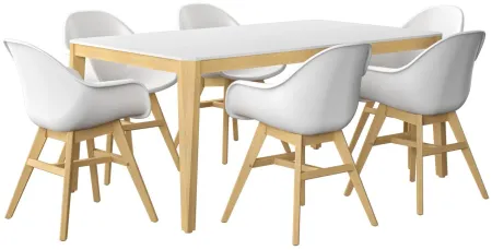 Amazonia Outdoor 7- pc. Eucalyptus Wood Dining Set in White by International Home Miami