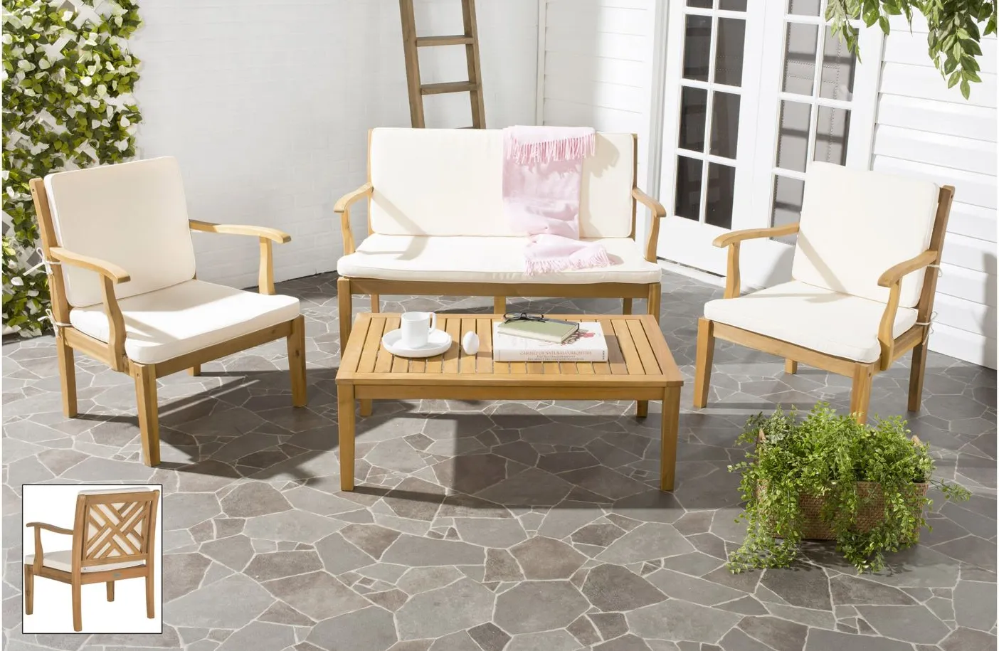 Milan 4-pc. Patio Set in Stone Gray by Safavieh