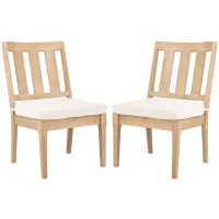 Rena Wooden Outdoor Dining Chair in Natural / White by Safavieh