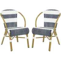 Aquina Outdoor Striped French Bistro Side Chair - Set of 2 in Granite by Safavieh