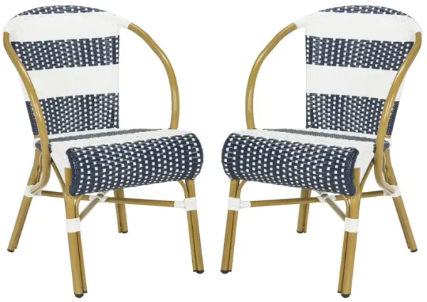 Aquina Outdoor Striped French Bistro Side Chair - Set of 2