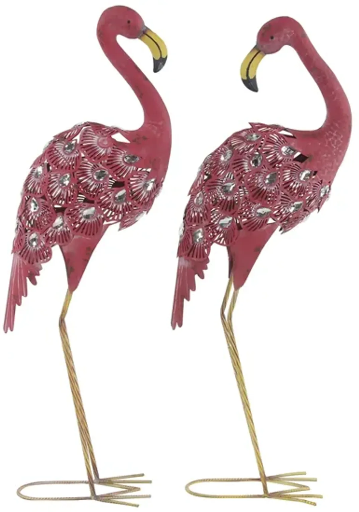 Ivy Collection Pink Metal Garden Sculpture Set of 2 in Pink by UMA Enterprises