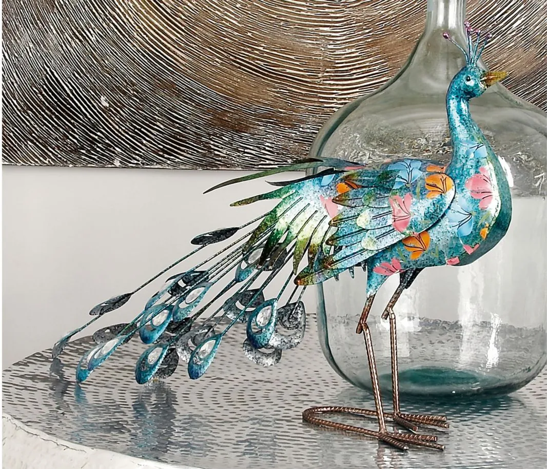 Ivy Collection Turquoise Metal Birds Garden Sculpture in Turquoise by UMA Enterprises