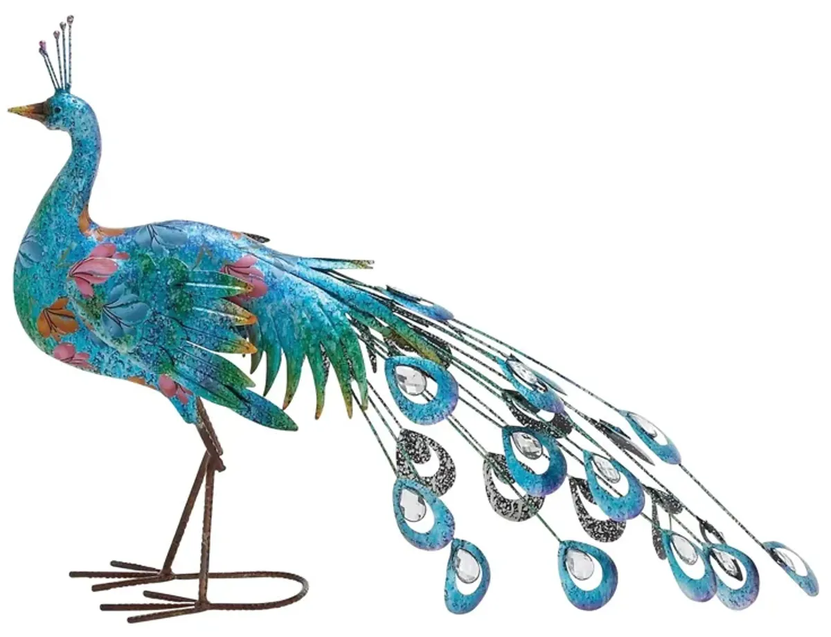 Ivy Collection Turquoise Metal Birds Garden Sculpture