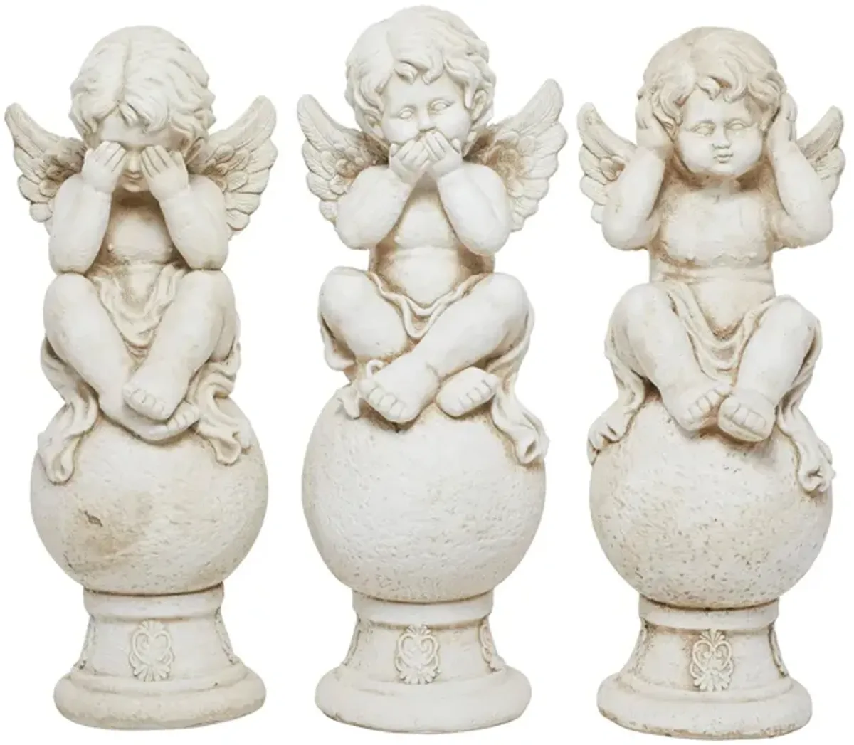Ivy Collection White French Garden Sculpture Set of 3