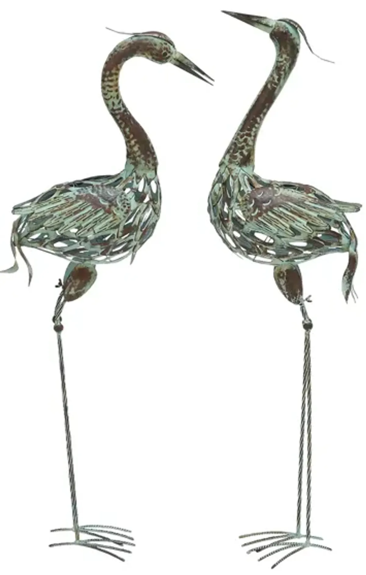 Ivy Collection Green Metal Garden Sculpture Set of 2