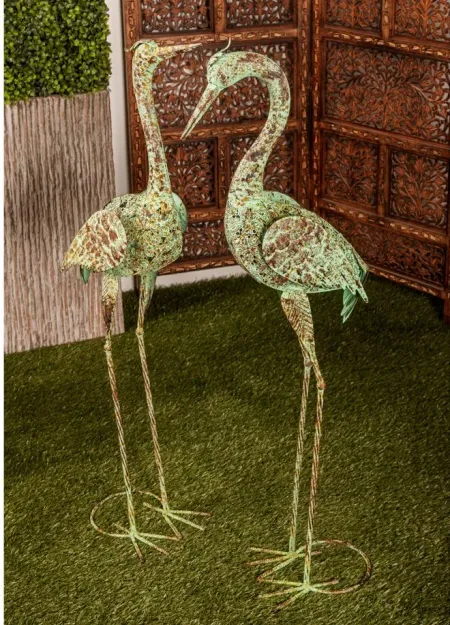 Ivy Collection Green Metal Animals Garden Sculpture Set of 2 in Green by UMA Enterprises