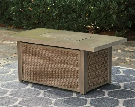 Beachcroft Rectangular Fire Pit Table in Gray Wash by Ashley Furniture