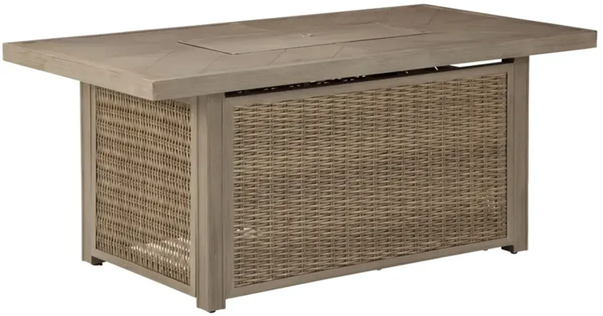 Beachcroft Rectangular Fire Pit Table in Gray Wash by Ashley Furniture