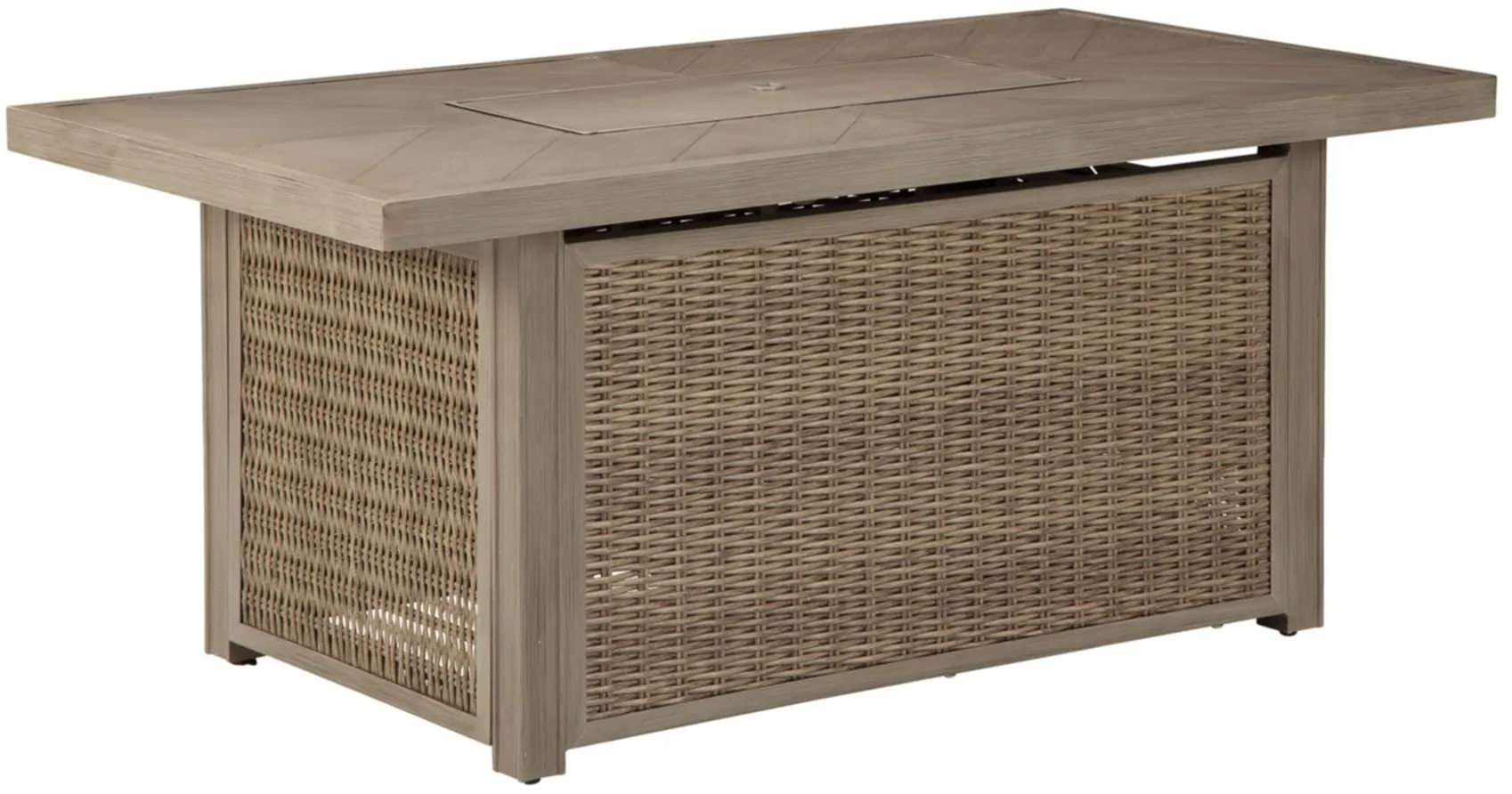 Beachcroft Rectangular Fire Pit Table in Gray Wash by Ashley Furniture