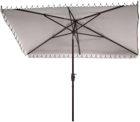Chandler Outdoor Umbrella in Natural / Navy by Safavieh
