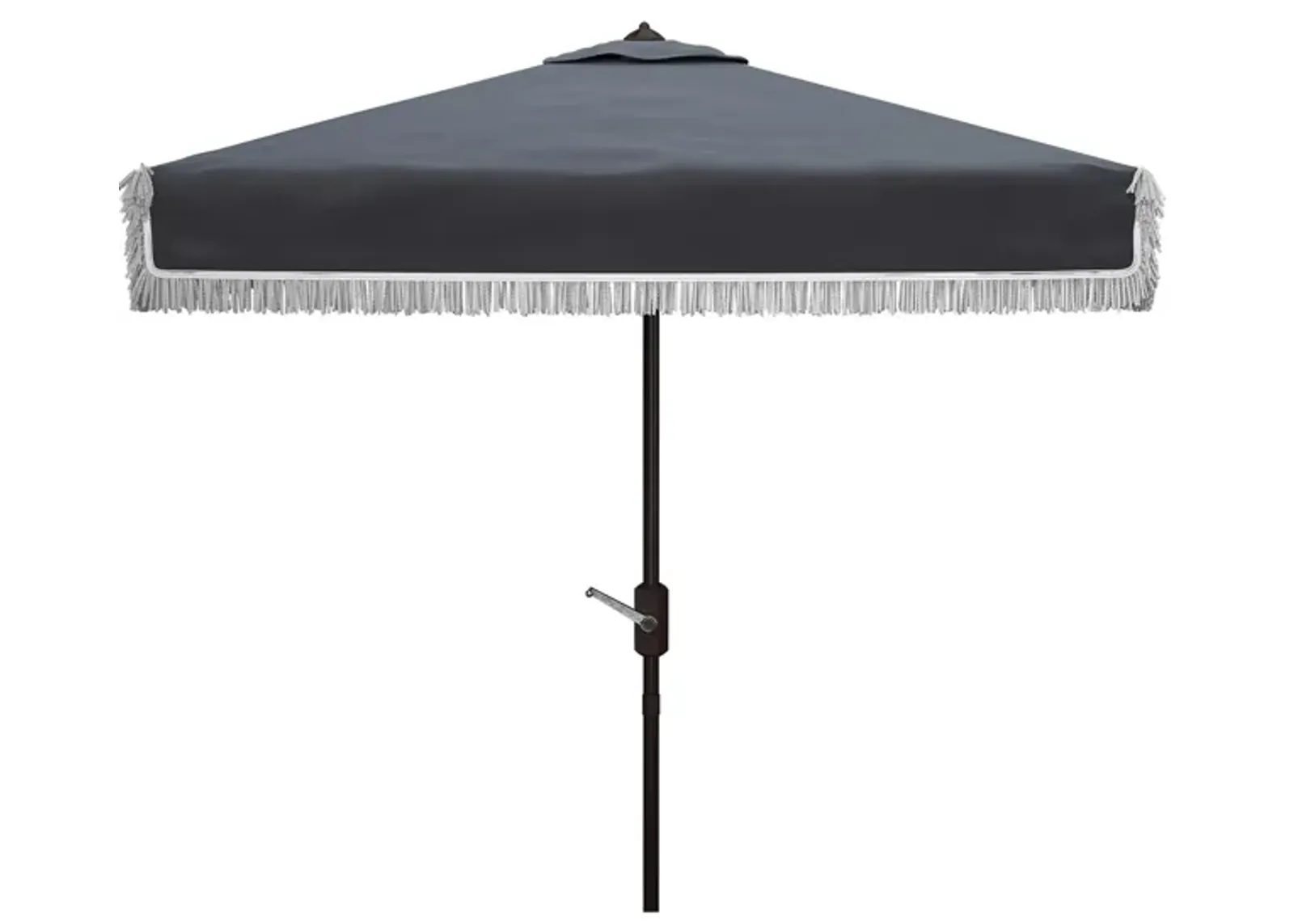 Murphy Fringe Outdoor Square Crank Umbrella in Black / Beige by Safavieh