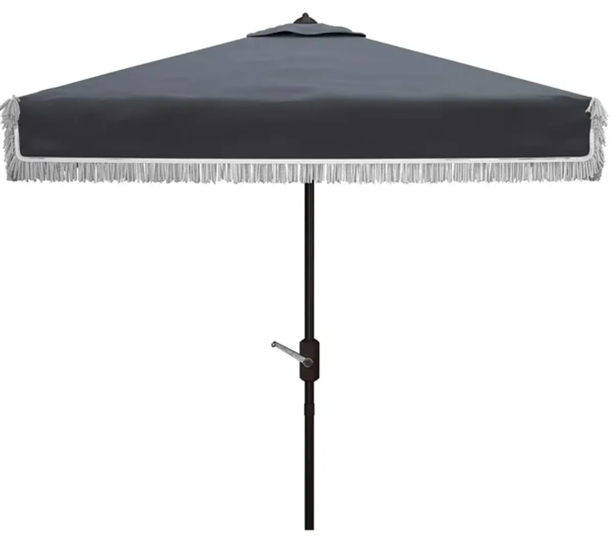 Murphy Fringe Outdoor Square Crank Umbrella in Black / Beige by Safavieh