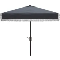 Murphy Fringe Outdoor Square Crank Umbrella in Black / Beige by Safavieh