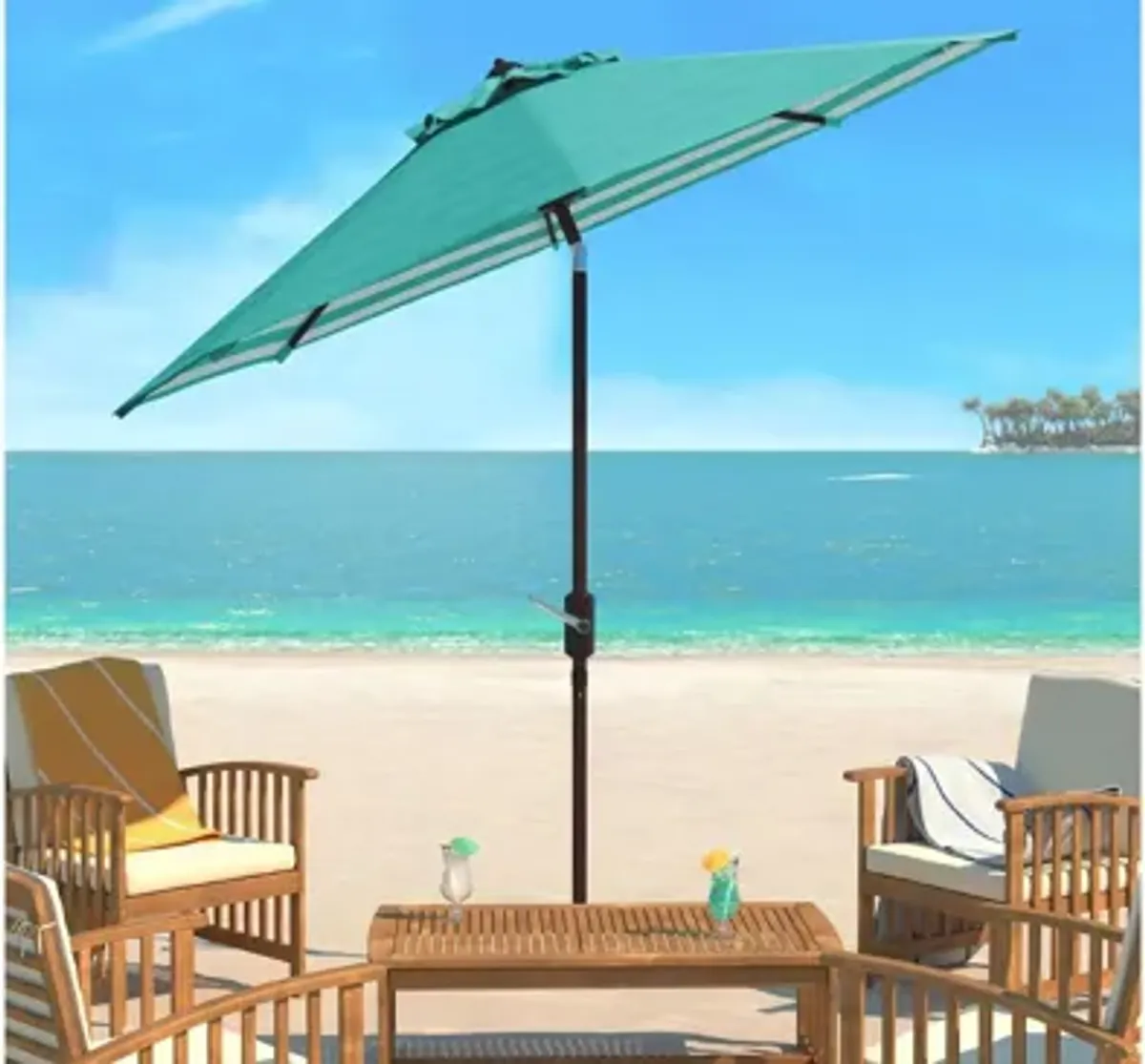 Shay Striped Crank Outdoor Auto-Tilt Umbrella