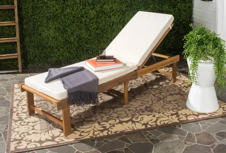 Tia Outdoor Chaise Lounge Chair in Chocolate by Safavieh
