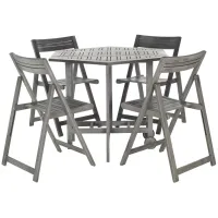 Yassi 5-pc. Outdoor Cabinet Dining Set in Black / Beige by Safavieh