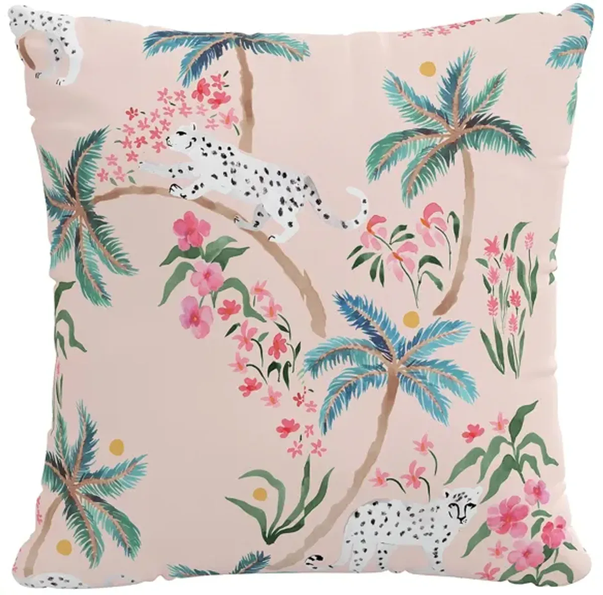 22" Outdoor Palm Leopard Pillow in Palm Leopard Blush by Skyline