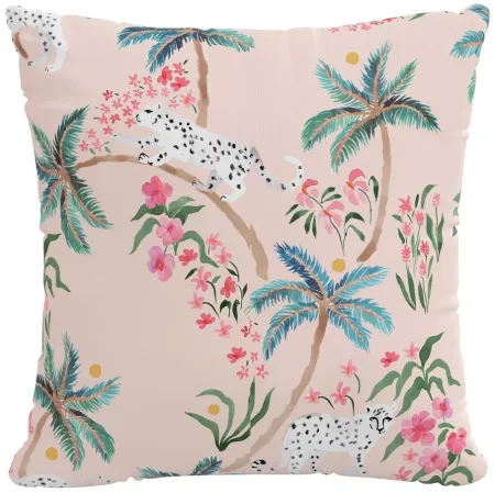 22" Outdoor Palm Leopard Pillow in Palm Leopard Blush by Skyline
