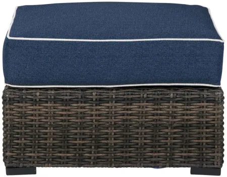 Grasson Lane Outdoor Ottoman in Brown/Blue by Ashley Furniture