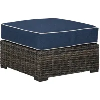 Grasson Lane Outdoor Ottoman in Brown/Blue by Ashley Furniture
