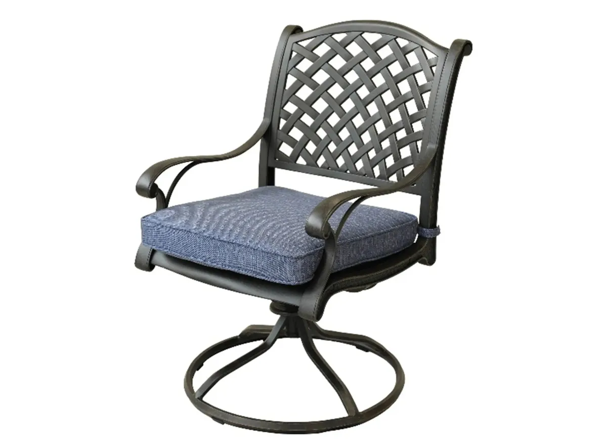 Castle Rock Outdoor Swivel Rocker Dining Chair in Navy Blue by Bellanest