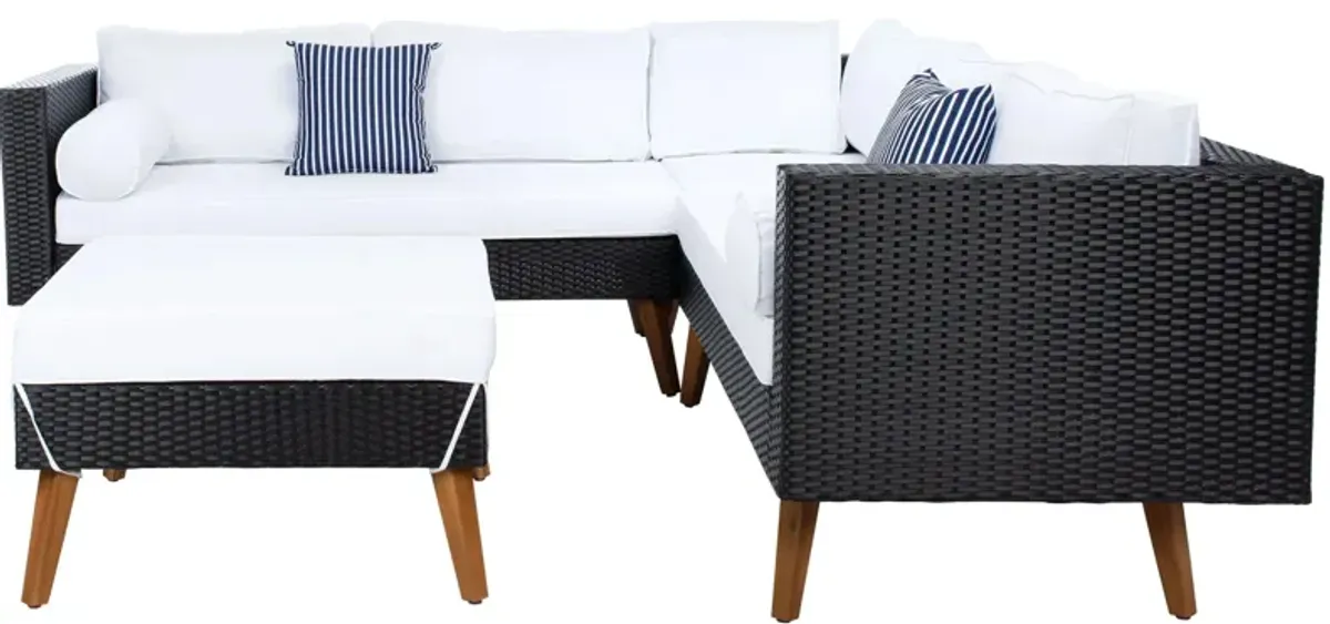 Lynwood 3-pc. Outdoor Sectional Set in Black / White by Safavieh