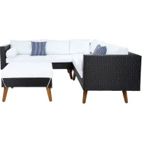 Lynwood 3-pc. Outdoor Sectional Set in Black / White by Safavieh
