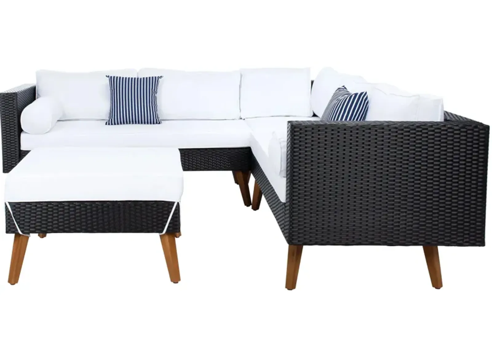 Lynwood 3-pc. Outdoor Sectional Set in Black / White by Safavieh