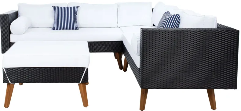 Lynwood 3-pc. Outdoor Sectional Set in Black / White by Safavieh