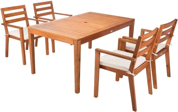 Kylie 5-pc. Outdoor Dining Set in Natural by Safavieh