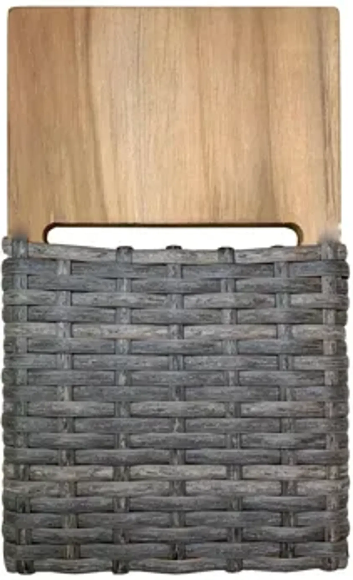 Teak and Driftwood Grey Wicker Ottoman