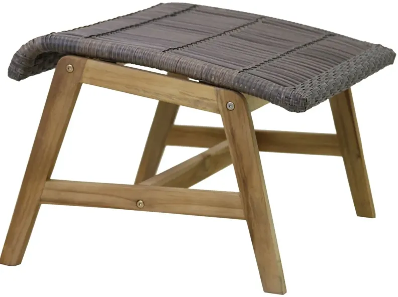 Teak and Driftwood Grey Wicker Ottoman in Grey by Outdoor Interiors