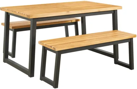 Town Wood 3-pc... Outdoor Dining Table Set in Gray by Ashley Furniture