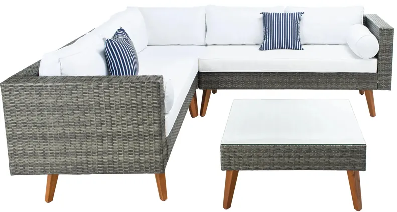 Lynwood 3-pc. Outdoor Sectional Set in Ivory by Safavieh