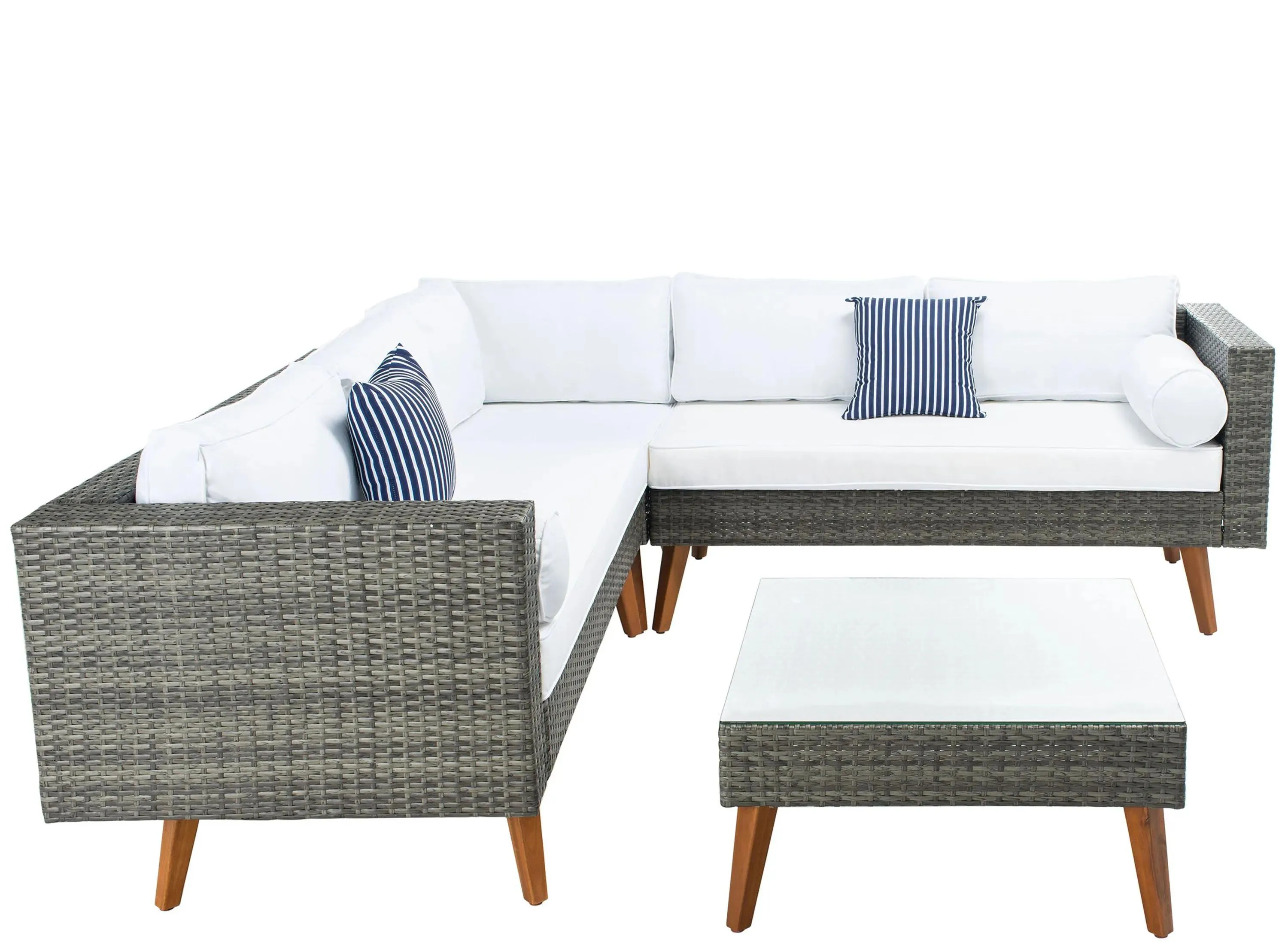 Lynwood 3-pc. Outdoor Sectional Set in Ivory by Safavieh