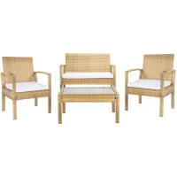 Thessaly 4-pc. Patio Set in Natural / White by Safavieh
