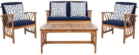 Wrangell 4-pc. Patio Set in Natural/Navy by Safavieh